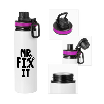 Mr fix it, Metallic water bottle with safety lid, 850ml aluminum