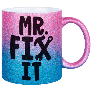 Mr fix it, Κούπα Χρυσή/Μπλε Glitter, κεραμική, 330ml