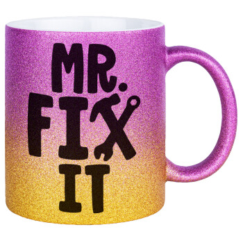 Mr fix it, Κούπα Χρυσή/Ροζ Glitter, κεραμική, 330ml