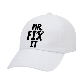 Mr fix it, Καπέλο ενηλίκων Jockey Λευκό (snapback, 5-φύλλο, unisex)