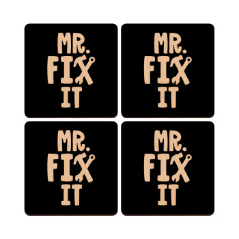 Mr fix it, ΣΕΤ x4 Σουβέρ ξύλινα τετράγωνα plywood (9cm)