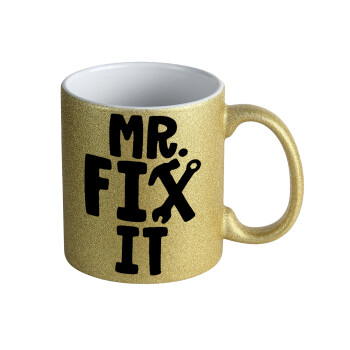 Mr fix it, Κούπα Χρυσή Glitter που γυαλίζει, κεραμική, 330ml