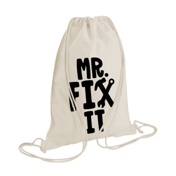 Mr fix it, Τσάντα πλάτης πουγκί GYMBAG natural (28x40cm)