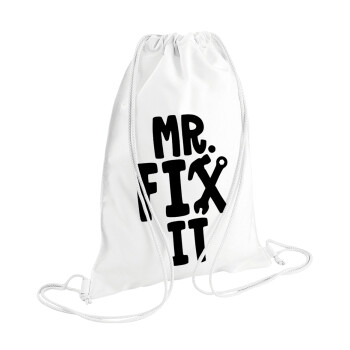 Mr fix it, Τσάντα πλάτης πουγκί GYMBAG λευκή (28x40cm)