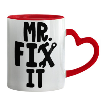 Mr fix it, Κούπα καρδιά χερούλι κόκκινη, κεραμική, 330ml