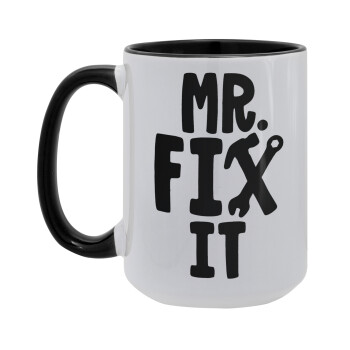 Mr fix it, Κούπα Mega 15oz, κεραμική Μαύρη, 450ml