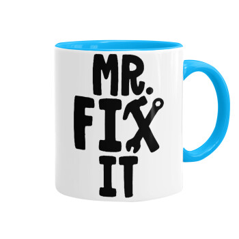 Mr fix it, Mug colored light blue, ceramic, 330ml