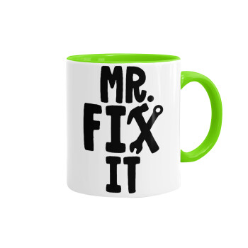 Mr fix it, Mug colored light green, ceramic, 330ml
