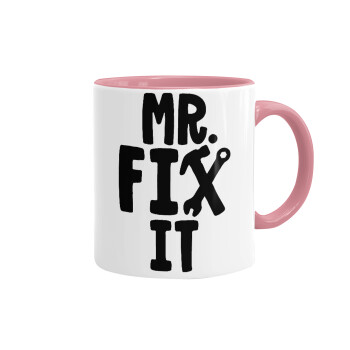 Mr fix it, Κούπα χρωματιστή ροζ, κεραμική, 330ml