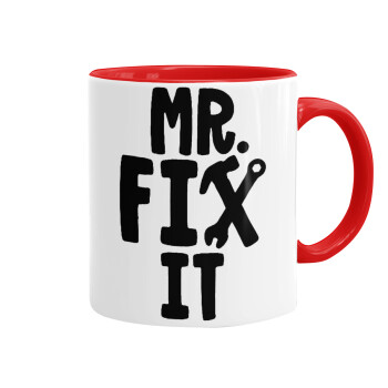 Mr fix it, Κούπα χρωματιστή κόκκινη, κεραμική, 330ml
