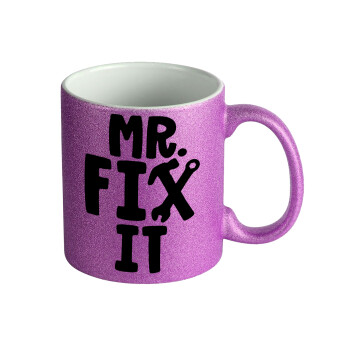 Mr fix it, Κούπα Μωβ Glitter που γυαλίζει, κεραμική, 330ml