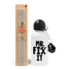 Easter Set, metallic aluminum water bottle (500ml) & aromatic flat Easter candle (30cm) (GRAY)