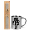 Easter Set, metallic thermal cup (300ml) & Easter aromatic flat candle (30cm) (GRAY)