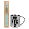 Easter Set, metallic thermal cup (300ml) & aromatic flat Easter candle (30cm) (TURQUOISE)