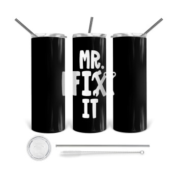 Mr fix it, Tumbler stainless steel 600ml, with metal straw & cleaning brush