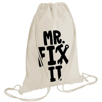 Mr fix it, Τσάντα πλάτης πουγκί GYMBAG natural (28x40cm)