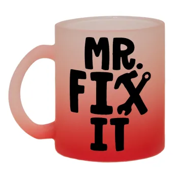 Mr fix it, Κούπα γυάλινη δίχρωμη με βάση το κόκκινο ματ, 330ml