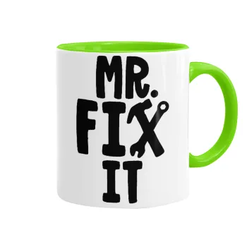 Mr fix it, Mug colored light green, ceramic, 330ml