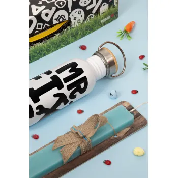 Mr fix it, Πασχαλινή Λαμπάδα με παγούρι μεταλλικό (620ml, stainless steel) & κερί αρωματικό πλακέ (30cm) (ΤΙΡΚΟΥΑΖ)