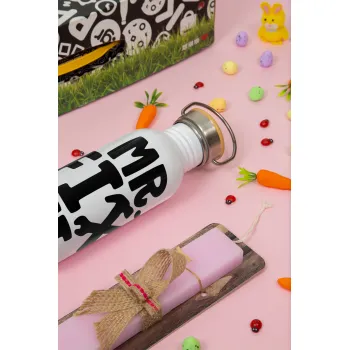 Mr fix it, Πασχαλινή Λαμπάδα με παγούρι μεταλλικό (620ml, stainless steel) & κερί αρωματικό πλακέ (30cm) (ΡΟΖ)