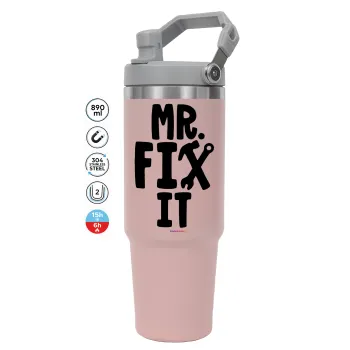 Mr fix it, Pink color, 890ml (30oz) stainless Steel Tumbler with Handle