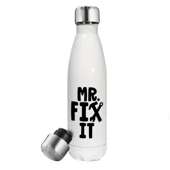 Mr fix it, Μεταλλικό παγούρι θερμός Λευκό (Stainless steel), διπλού τοιχώματος, 500ml