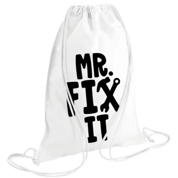 Mr fix it, Τσάντα πλάτης πουγκί GYMBAG λευκή (28x40cm)