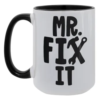 Mr fix it, Κούπα Mega 15oz, κεραμική Μαύρη, 450ml