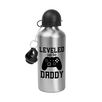 Leveled to Daddy, Metallic water jug, Silver, aluminum 500ml