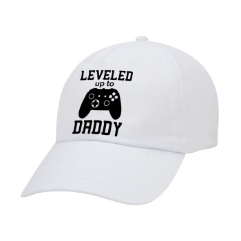 Leveled to Daddy, Καπέλο Baseball Λευκό (5-φύλλο, unisex)