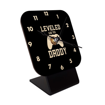 Leveled to Daddy, Quartz Table clock in natural wood (10cm)