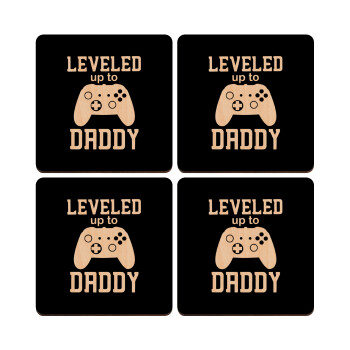 Leveled to Daddy, ΣΕΤ x4 Σουβέρ ξύλινα τετράγωνα plywood (9cm)