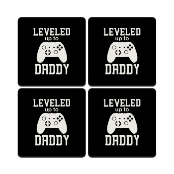 Leveled to Daddy, ΣΕΤ 4 Σουβέρ ξύλινα τετράγωνα (9cm)