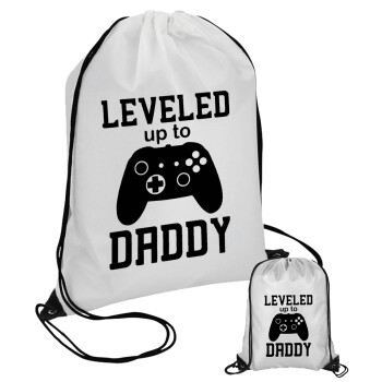 Leveled to Daddy, Τσάντα πουγκί με μαύρα κορδόνια (1 τεμάχιο)