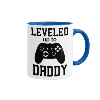 Leveled to Daddy, Mug colored blue, ceramic, 330ml