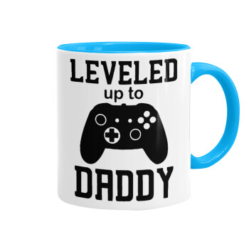 Leveled to Daddy, Mug colored light blue, ceramic, 330ml