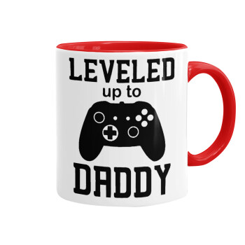 Leveled to Daddy, Mug colored red, ceramic, 330ml