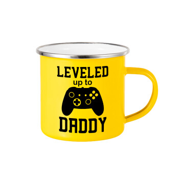 Leveled to Daddy, Κούπα Μεταλλική εμαγιέ Κίτρινη 360ml