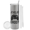 Tumbler stainless steel Silver 600ml, with metal straw & cleaning brush