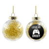 Transparent Christmas tree ball ornament with gold filling 8cm