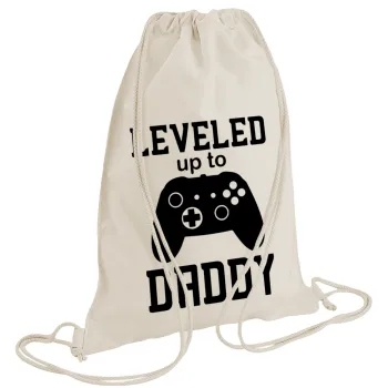 Leveled to Daddy, Τσάντα πλάτης πουγκί GYMBAG natural (28x40cm)