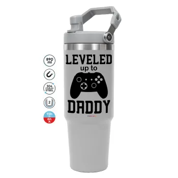 Leveled to Daddy, GREY color, 890ml (30oz) stainless Steel Tumbler with Handle