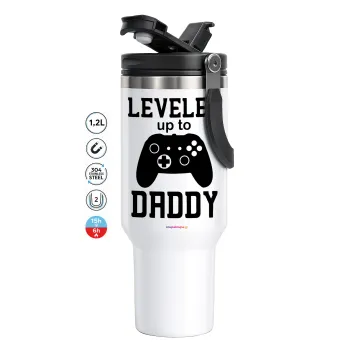 Leveled to Daddy, Mega Stainless steel Tumbler with lid, double wall 1,2L