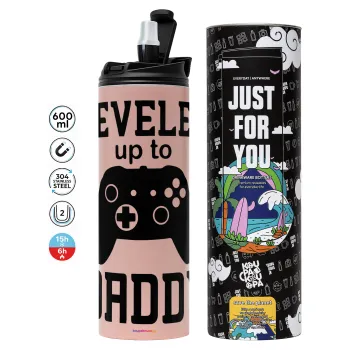 Leveled to Daddy, Tumbler stainless steel PINK 600ml