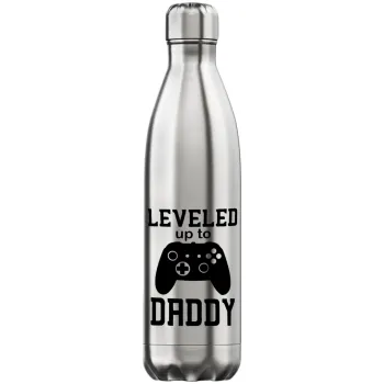 Leveled to Daddy, Μεταλλικό παγούρι θερμός Inox (Stainless steel), διπλού τοιχώματος, 750ml