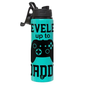 Leveled to Daddy, Μεταλλικό παγούρι νερού με καπάκι ασφαλείας, αλουμινίου 850ml