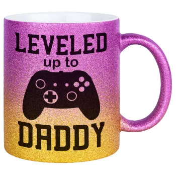 Leveled to Daddy, Κούπα Χρυσή/Ροζ Glitter, κεραμική, 330ml