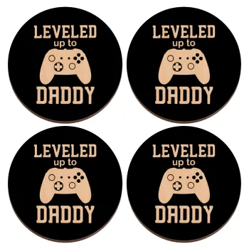 Leveled to Daddy, ΣΕΤ x4 Σουβέρ ξύλινα στρογγυλά plywood (9cm)