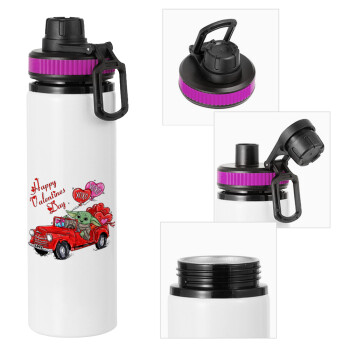 Yoda, happy valentines day (xoxo), Metallic water bottle with safety lid, 850ml aluminum