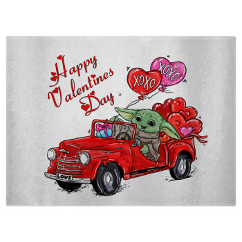 Yoda, happy valentines day (xoxo), Επιφάνεια κοπής γυάλινη (38x28cm)